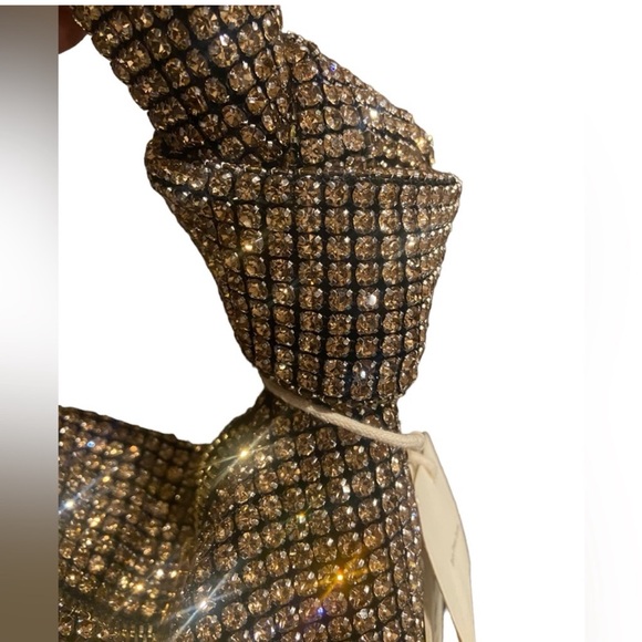 NWT Madison West Knotted  Rhinestone Dumpling Style Evening Purse - Picture 4 of 11